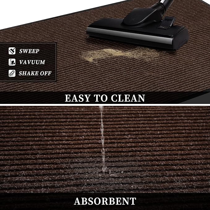 Profile Rubber Door Mat, 47x31inch, Heavy Duty, Entrance Doormat, Indoor and Outdoor, Waterproof, Easy Clean Shoe Scraper, Home Rug Welcome Mats for Entryway, Patio, Porch, Brown