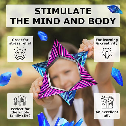 SHASHIBO Shape Shifting Box - Award-Winning Fidget Toy w/ 36 Rare Earth Magnets - Fidget Cube Transforms Into Over 70 Shapes, Sensory Toy Gift for Kids, Teens, and Adults (Blue Crystal)