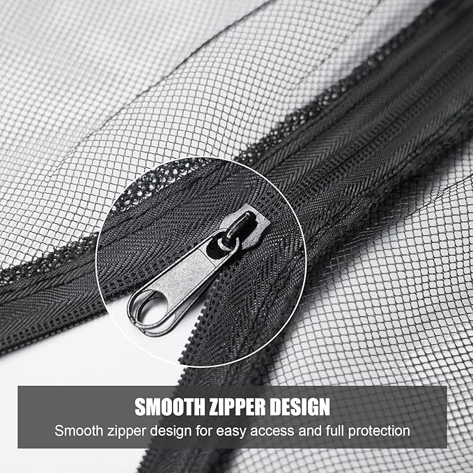 9-11 FT Umbrella Net for Outdoor Umbrella, Universal Hanging Mosquito Net for Patio,Polyester Mesh Umbrella Screen for Patio Tables with Zipper (Black)