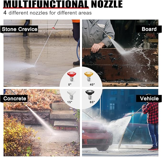 Gas Pressure Washer, 3950 PSI and 2.6 GPM, 7HP Engine with Copper Pump, 25FT Hose and Foam Cannon, 4 Nozzles, for Cars, Driveways, Fences