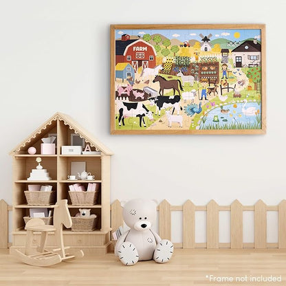 BONNYCO Giant Floor Puzzles for Kids of Farm Animals with 48 Large Pieces. Jumbo Puzzle 36.2 x 24.4 in, Gifts for Boys and Girls, Educational Kids Toys Ages 2-8