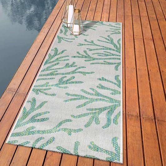 Keen Home Design Terrace Outdoor Runner Rug - 2x10 Washable Indoor/Outdoor Rug for Patio, Kitchen, Balcony, Beach, Garden, Deck and Porch, Size: 2'2"x9'11"