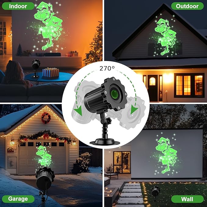 3D Dynamic Christmas Projector Lights Outdoor Indoor-2024 Upgrade Dinosaur Christmas Decorations,Waterproof Holiday Projector Lights for Window Ground Roof Wall Yard Xmas Decor