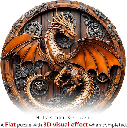KAAYEE Wooden Puzzles for Adults, 3D Vision Mechanical Dragon Wooden Jigsaw Puzzles Unique Shape Advanced Wood Puzzle Adult, Birthday Fathers Family Game (S-8.5 * 8.4in-100pcs)