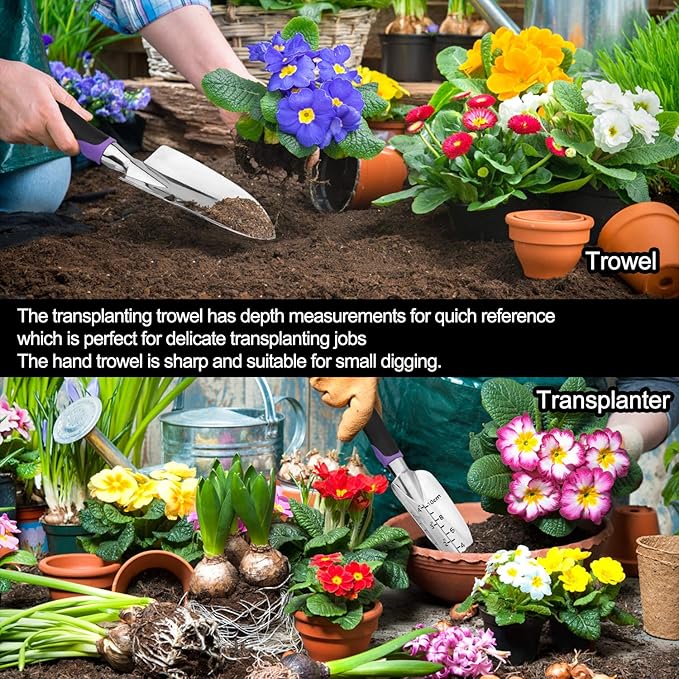 Garden Tools Set 83 Piece, Succulent Tools Set Included, Heavy Duty Aluminum Gardening Tools for Gardening, Non-Slip Ergonomic Handle, Durable Storage Tote Bag, Gifts for Men Women