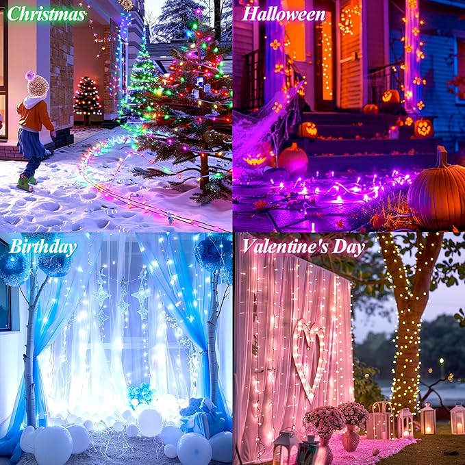 LitHome Color Changing Christmas Lights, 34 Colors 66Ft 200 LED Christmas String Lights with Remote Timer, Connectable Plug in Halloween String Light Outdoor for Xmas Tree Indoor Party Fall Decoration