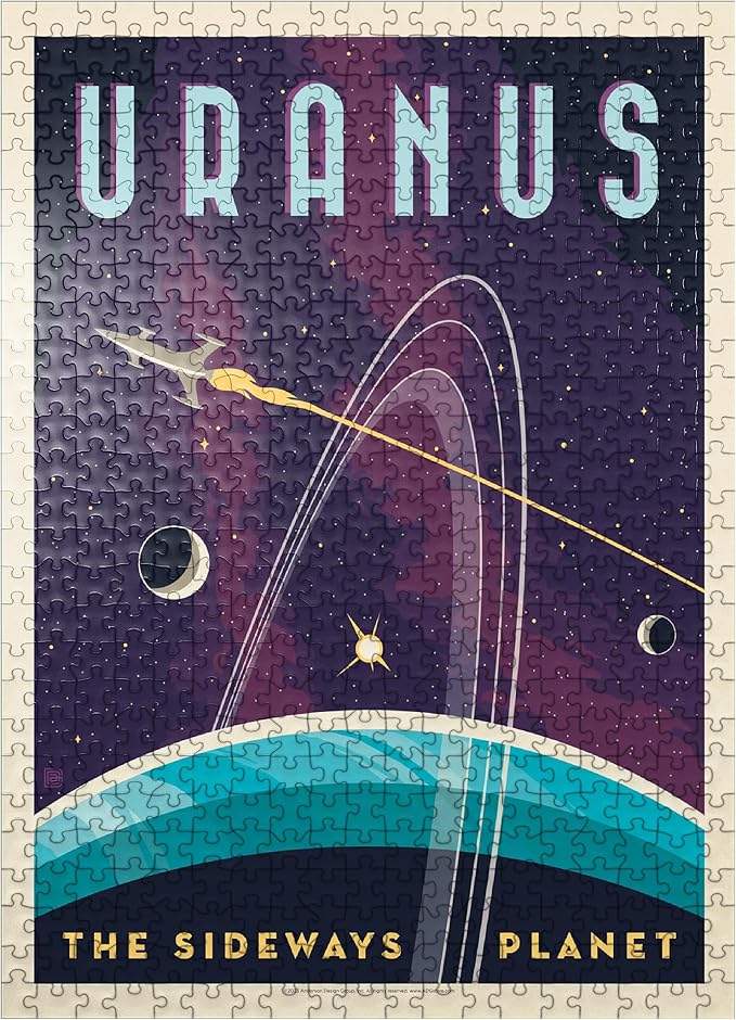 MyPuzzle Uranus: The Sideways Planet, Vintage Poster - Premium 500 Piece Jigsaw Puzzle for Adults