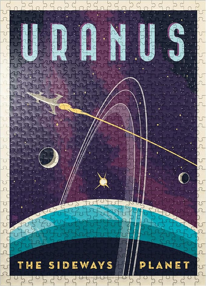 MyPuzzle Uranus: The Sideways Planet, Vintage Poster - Premium 500 Piece Jigsaw Puzzle for Adults