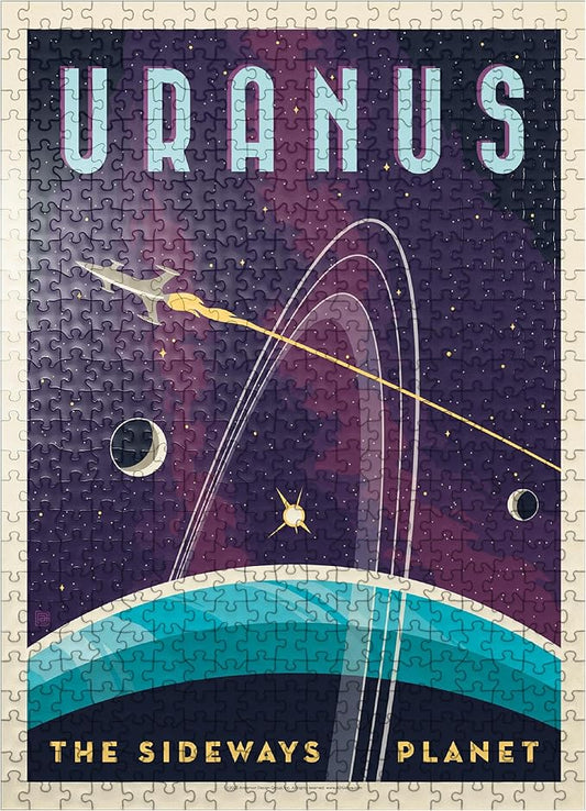 MyPuzzle Uranus: The Sideways Planet, Vintage Poster - Premium 500 Piece Jigsaw Puzzle for Adults