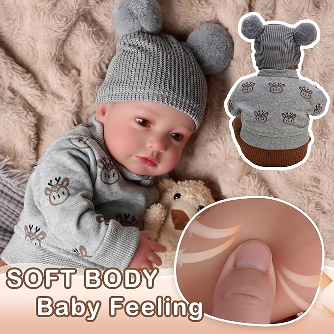 BABESIDE Lifelike Reborn Baby Dolls Boy, 20 Inch Realistic Doll for Boy Newborn Real Life Poseable Soft Vinyl and Cloth Body Baby Dolls with Clothes and Toy Gift for Kids Age 3+