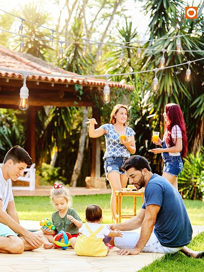 addlon 96FT(48FT*2) LED Outdoor String Lights, Dimmable Edison Vintage Shatterproof Bulbs and Commercial Grade Weatherproof Strand - ETL Listed Heavy-Duty Decorative Cafe, Patio, Market Light White