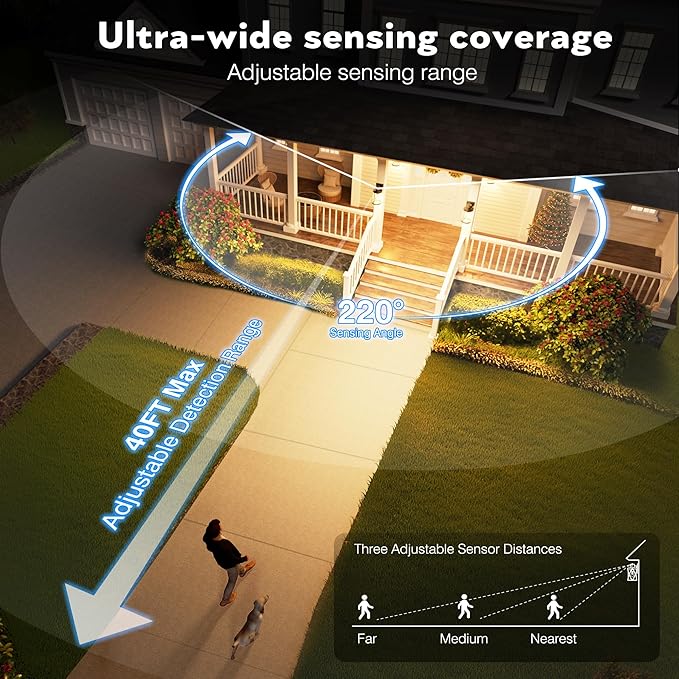 VIANIS Dusk to Dawn Motion Sensor Outdoor Porch Lights, Modern Black Exterior Porch Light Fixtures Wall Mount, Anti-Rust Aluminum Waterproof Wall Lantern With Tempered Ripple Glass For Garage Entryway