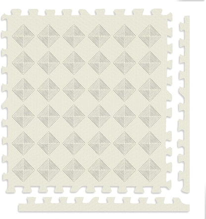 Play Platoon Large Kids Mats for Floors, 9 Tile 72 x 72 inch, Extra-Thick Interlocking Tiles, 24 x 24 in. Puzzle Mat Pieces with Border, Non-Toxic, Neutral Playmat Rug for Toddlers & Children