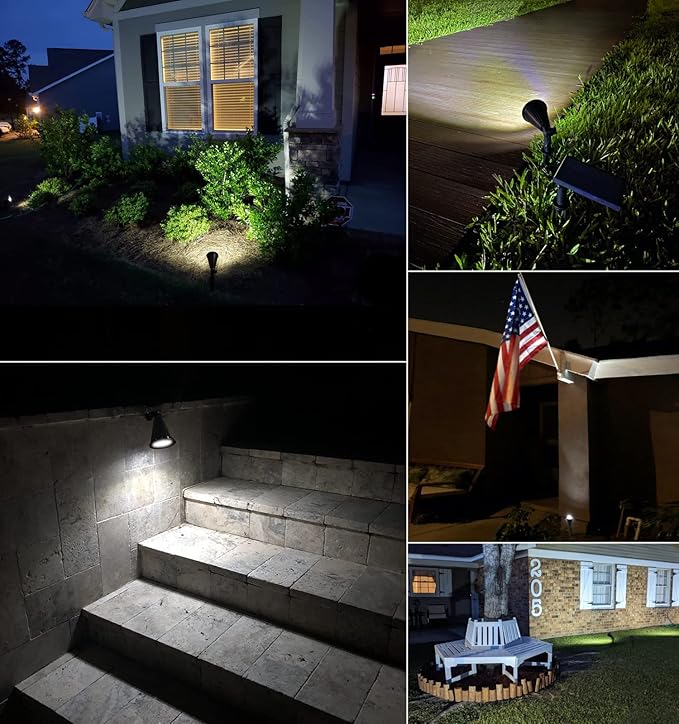 Solar Spot Lights for Ooutside Waterproof Solar Landscape Lights Dusk to Dawn, 2-in-1 Solar Spotlight Solar Powered Accent Lights for Garden Porch Walkway Patio(1 Pack)