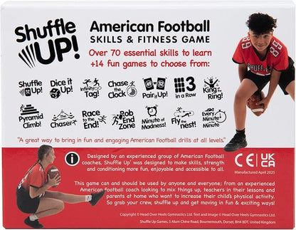 Shuffle Up American Football Card Game – Kids Outdoor Garden Games with 70+ Fun & Active Fitness Workout Cards, American Football Gifts for Boys & Girls, Fun Family Games