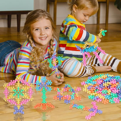 600PCS Interlocking Snowflake Building Block Toy (Macaron Colors)