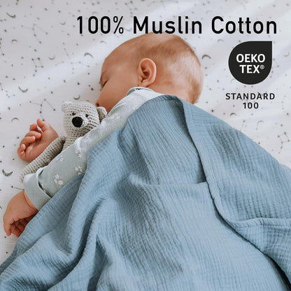 GLLQUEN BABY Muslin Swaddle Blankets, 2-Pack Neutral Receiving Blanket Swaddling for Newborn Boys and Girls, Breathable Swaddle Wrap for Infant, Baby Essentials, Registry & Gift, 40 x 38 inches