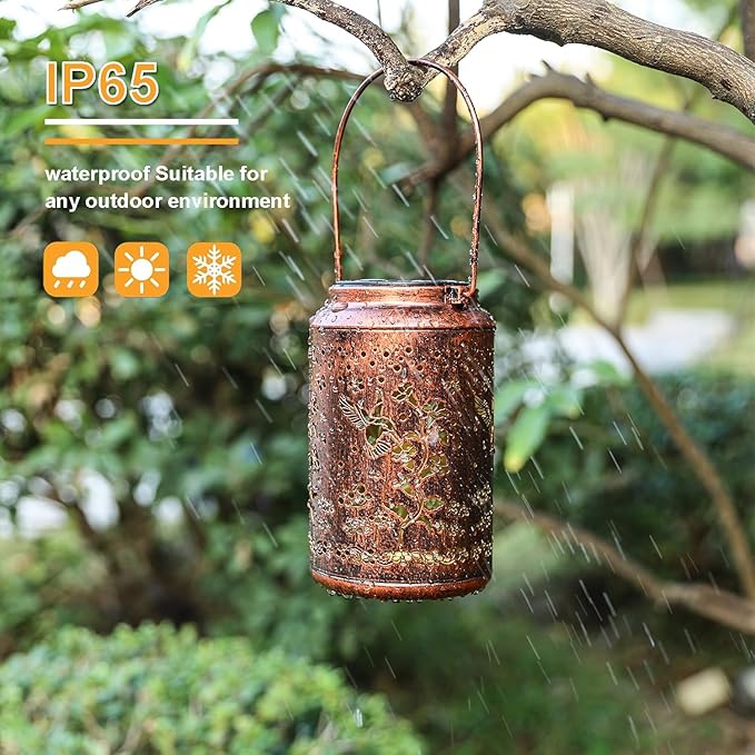 Garden Decorations Hummingbird Solar Lights Outdoor Decorative for Outside, Lawn Ornaments Retirement Birthday Gifts for Women (2 PCS)