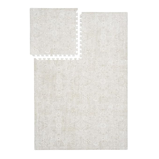 PopsyKosy Super 1 Inch Thick Premium Quality Exercise & Baby Foam Play Mats - Expandable & Large Non-Toxic Odorless Floor Mat - 6 Tiles Spacious 6x4ft - Peel-Resistant - Pearl Beige