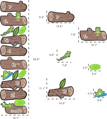 Classroom Decor Sensory Path Decals for Floor & Wall - Frog Hopping Game on Wooden Logs Hopscotch Floor Stickers for Boosting Gross Motor Skills