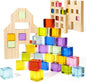 Woodtoe Wooden Building Blocks Set for Kids, 36 PCS Rainbow Acrylic Gem Cubes Blocks - 3 Wood House, Montessori Stacking Toy for Toddlers, Educational STEM Birthday Toys for Boys Girls 3-6