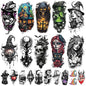77 Sheets Halloween Temporary Tattoos Adults Women Men Witch Makeup, Death Skull Black Cats Witch Hats Half Arm Halloween Fake Tattoos, Bat Scary Tattoos for Halloween Costume