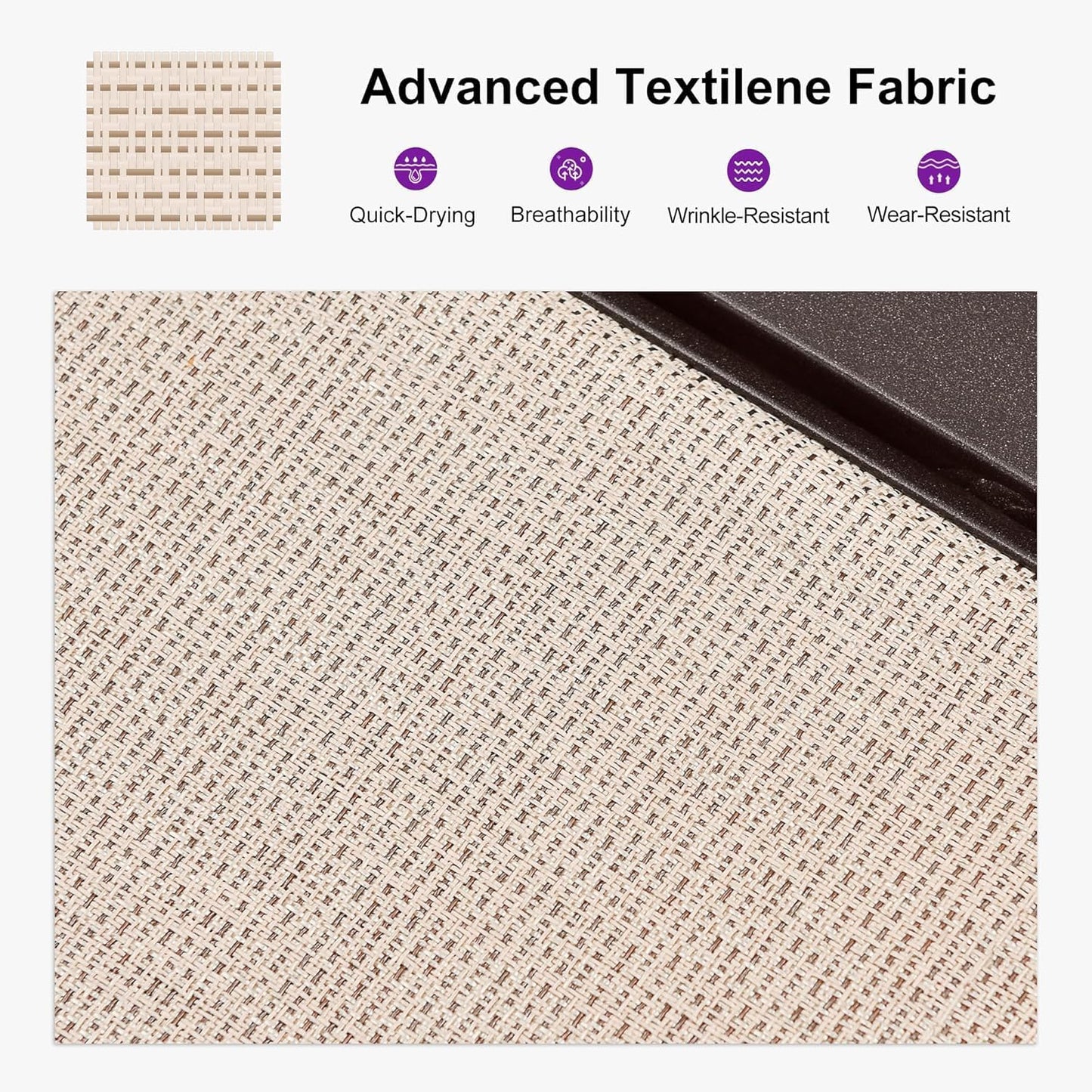 PURPLE LEAF Patio Chaise Lounge Set of 3, Outdoor Chaise Lounge with Adjustable Backrest and Wheels for Deck, Pool, Lawn, Garden, Waterproof & Easy Assembly, Cream