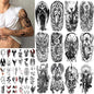 77 Sheets Temporary Tattoo for Women Men, 17 Sheets Half Arm Large Black Angel Devil Fake Tattoos, 60 Sheets Skull Heart Wings Tiny for Adult Kids Cosplay Party Body Tattoos Stickers Realistic