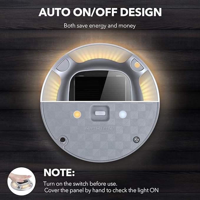 AGPTEK Solar Driveway Lights Outdoor 8 Pack, 2 Color Modes LED Deck Dock Marine Waterproof Driveway Marker Lights for Step Sidewalk Stair Garden Pathway Walkway Yard (Warm White/Cool White)