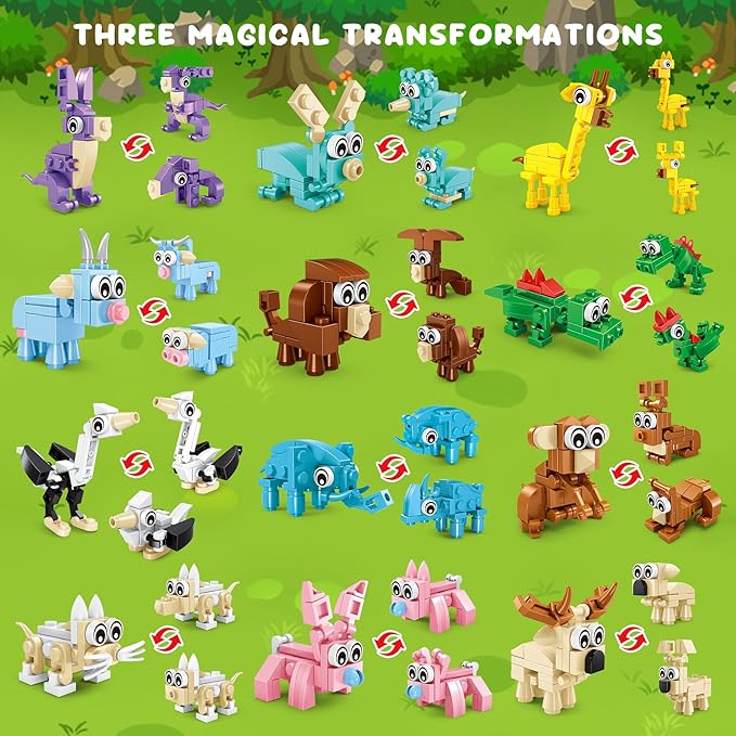 1 in 3 form transformatinon Party Favors Kids Building Blocks Sea Animals 12 Packs Party Favors BuildingSet for Birthday, Goodie Bag Stuffers,Classroom Prizes,Easter for Boys andGirls Ages 6-12