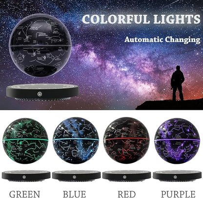 6" Magnetic Levitation Floating Globe Anti Gravity Rotating Constellation Ball with LED Light Display Globe for Children Educational Gift Home Office Desk Decor (Black-Clock)