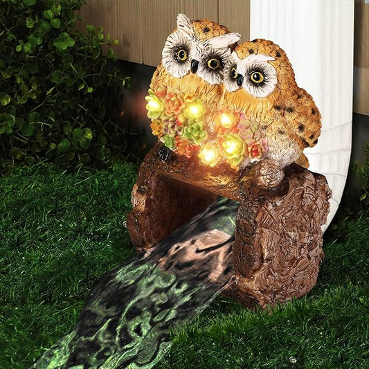Owl Solar Statues Gutter Downspout Extension Statues Garden Decoration,Animal Resin Statue Outdoor Decor,Downspout Diverter,3"×4" Downspout Extender Diverter Splash Block