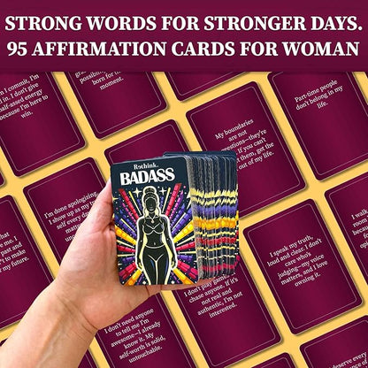 QUOKKA Badass Affirmation Cards for Women – 95 Fierce Daily Motivational Messages to Awaken Power, Boost Confidence, and Uplift Mindset – Self Care and Mental Strength Gift for Her
