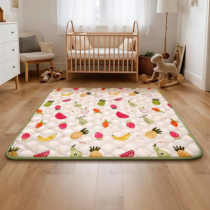 50x50 Playpen Mat, PIGLOG 0.8 Inch Thick Foam Baby Play Mat for Floor, Soft Fabric Cushioned Play mat for Babies，Washable Non-Slip Playmate for Baby, Infants & Toddlers (Light Yellow)