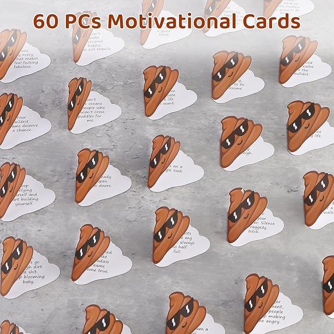 60 PCS Positive Poo Cards Jar, Emotional Support Jar, Poo Affirmation Cards, Inspirational Gifts for Women, Cheer Up Gifts, Funny Positive Gift for Women, Teen Girl
