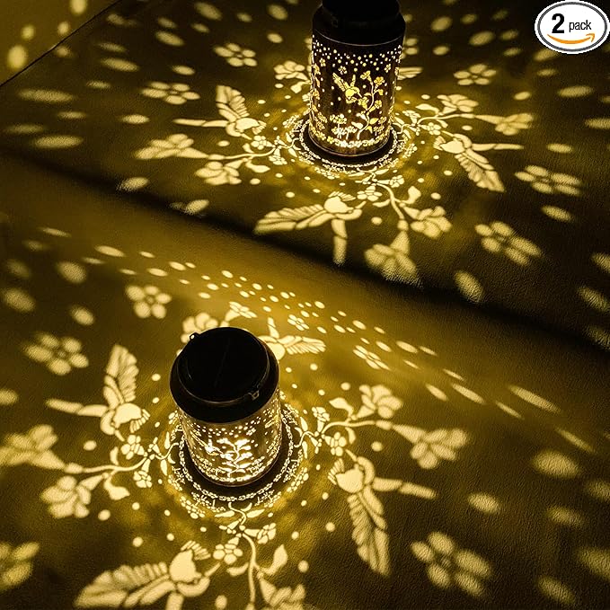 Garden Decorations Hummingbird Solar Lights Outdoor Decorative for Outside, Lawn Ornaments Retirement Birthday Gifts for Women (2 PCS)