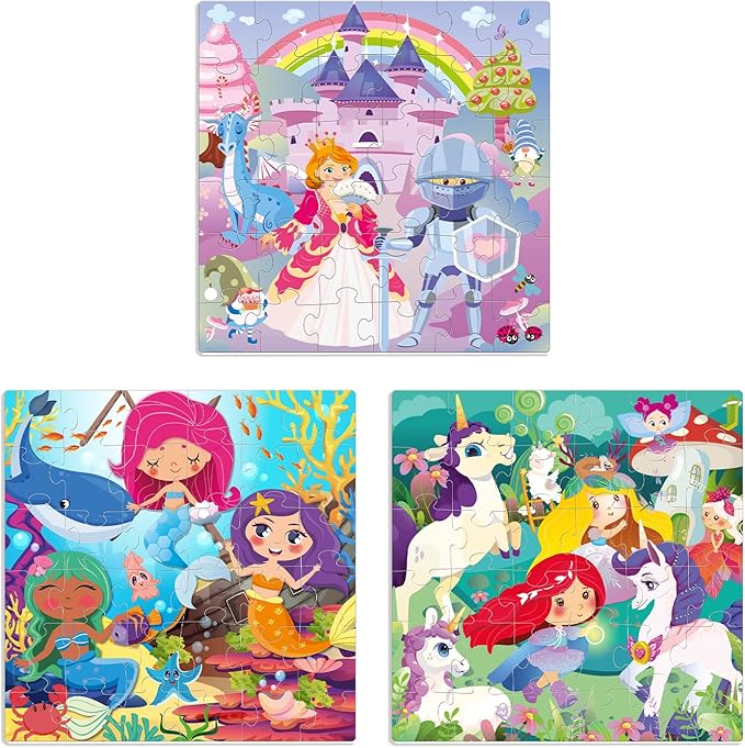 QUOKKA Magnetic Puzzles for Kids Ages 4-6 - 36 Pieces Sudoku Toddler Puzzles Ages 2-4 - Travel Games for Kids Ages 3-5 - Princess Unicorn Mermaid Toddler Travel Toys - Car Airplane Road Trip Games