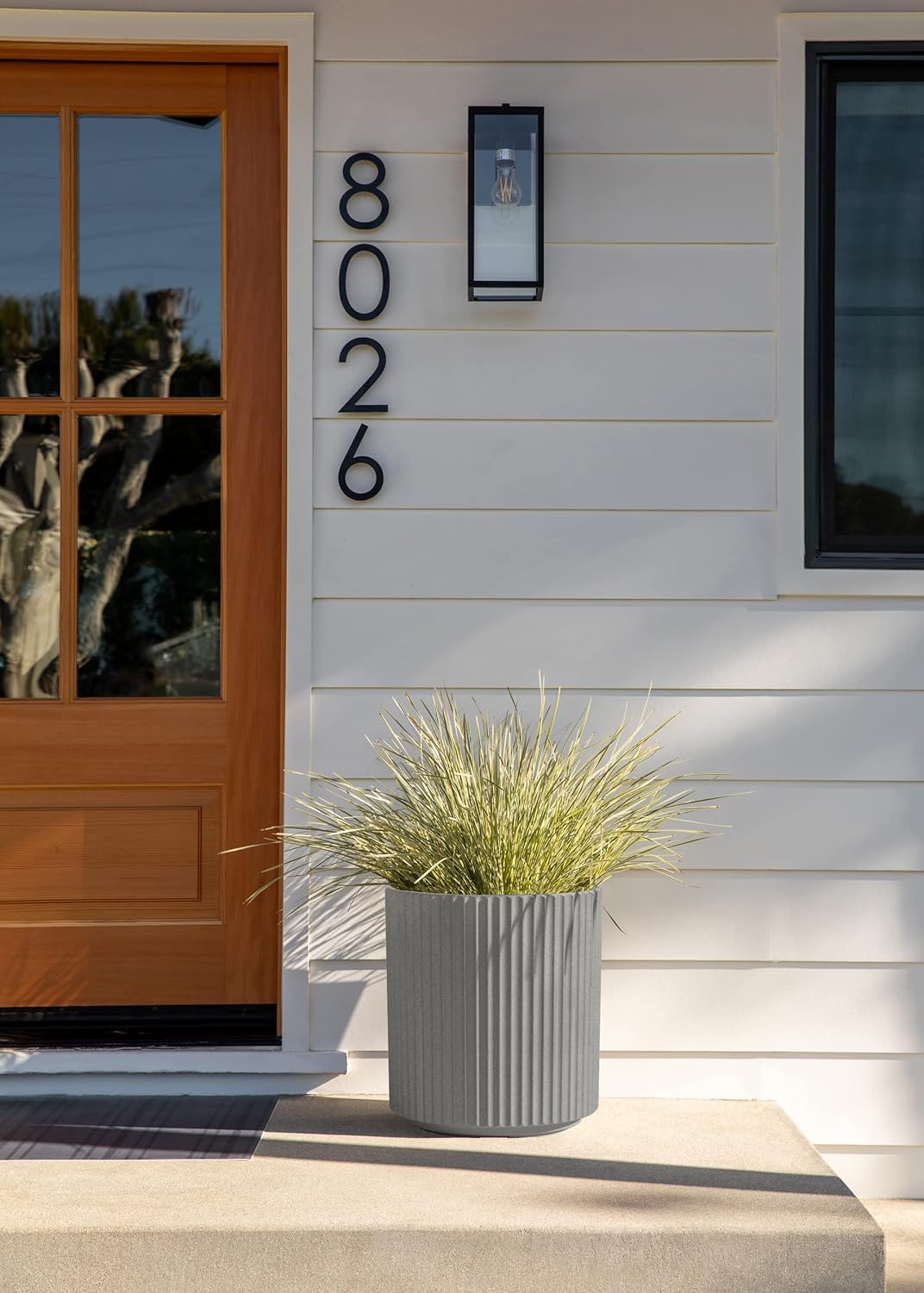 Veradek Demi Series Round Planter for Porch, Patio, Backyard | Durable Plastic-Stone Composite Material | Modern Décor for Tall Plants, Flowers