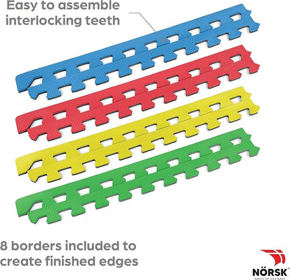 Norsk Reversible Kids Puzzle Play Mats 1/2" Thick EVA Interlocking Foam Tiles (Multicolor/Black 12 Tiles - 48 sq. Ft. 1/2" Thick)