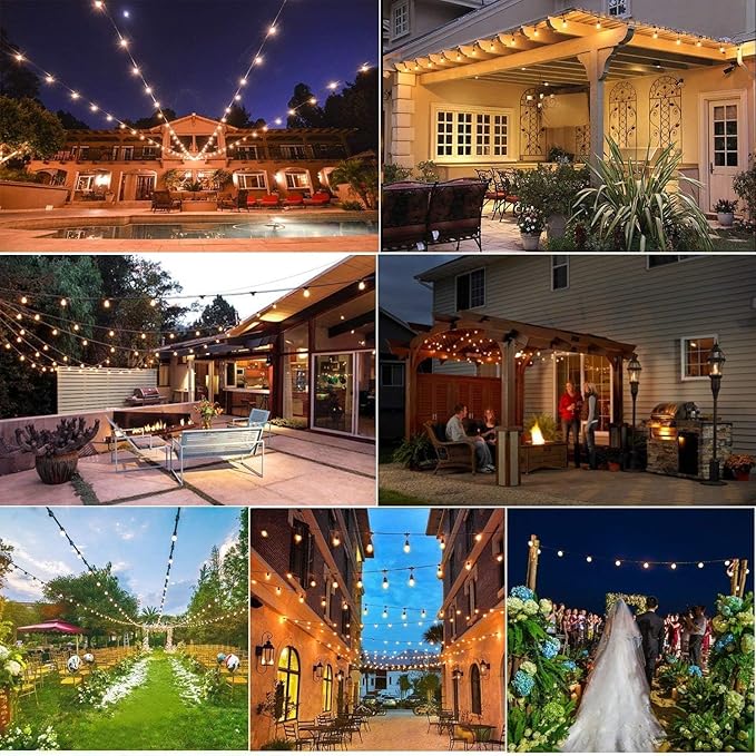 BRIMAX 25 Pack 2W S14 Replacement LED Bulbs,2700K Soft Warm White, Shatterproof Waterproof Outdoor String Light Bulbs Dimmable,E26 Medium Base,Plastic Edison Bulbs for Patio Garden