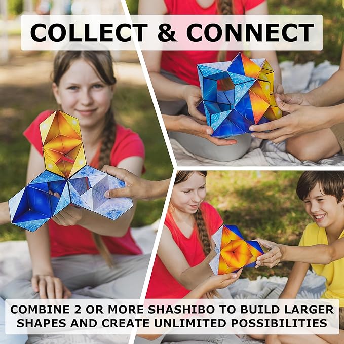 SHASHIBO Shape Shifting Box - Award-Winning Fidget Toy w/ 36 Rare Earth Magnets - Fidget Cube Transforms Into Over 70 Shapes, Sensory Toy Gift for Kids, Teens, and Adults (Polar)