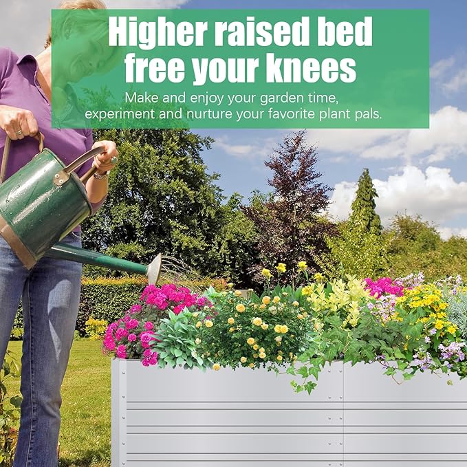 SnugNiture Galvanized Raised Garden Bed 6x3x2FT Outdoor Large Metal Planter Box Steel Kit for Planting Vegetables, Flowers