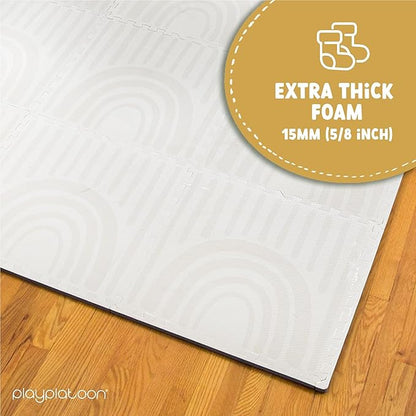 Play Platoon Non-Toxic Large Kids Play Mat, 16 Foam Mat Tiles 96 x 96 inch - Extra-Thick Interlocking Comfortable 24 x 24 in. Puzzle Baby Play Mats for Floor, Neutral Baby Play Mat Rug for Toddlers