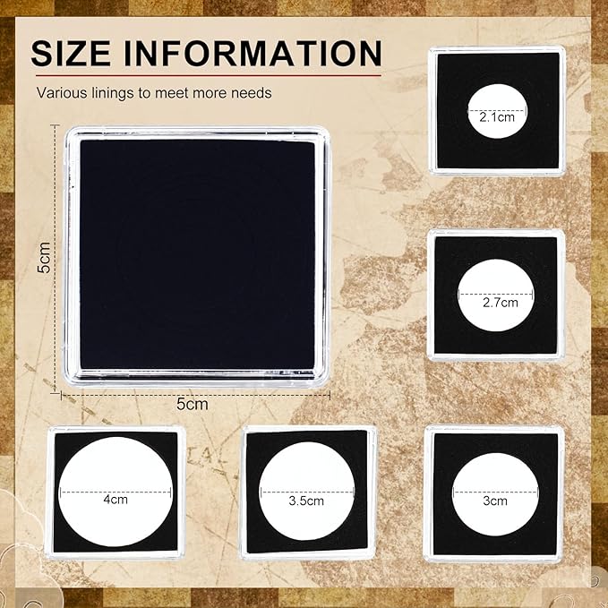 Vicenpal 100 Pcs Silver Dollar Coin Holder Clear Coin Capsules with Foam Gasket Acrylic Organizer Morgan Dollar Collection Case Display Box Plastic Storage Protectors 20/25/30/35/40mm