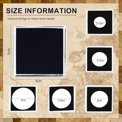 Vicenpal 100 Pcs Silver Dollar Coin Holder Clear Coin Capsules with Foam Gasket Acrylic Organizer Morgan Dollar Collection Case Display Box Plastic Storage Protectors 20/25/30/35/40mm