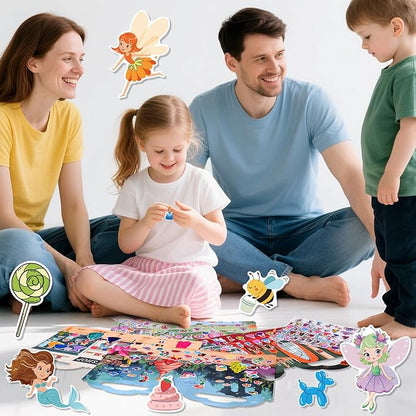 6 Set (260pcs) Puffy Sticker Books Activity for Girls, Fairytale Garden, Princess Party, Mermaid, Kids Zone, Girls' Shop, 3D Reusable Stickers, Travel Sticker Books for Kids Ages 3+