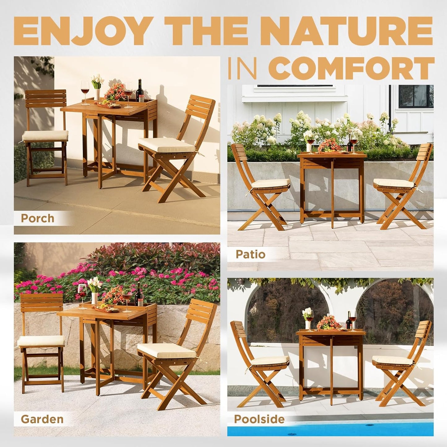 IDZO Flower Shelf Table Design Heavy Duty 400lbs Capacity Patio Bistro Set 3 Piece Outdoor