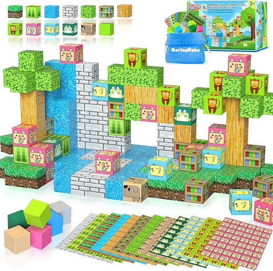 Magnetic Blocks, Magnetic Building Blocks Cubes for Boys & Girls, Magnet Blocks STEM Montessori Sensory Toys for Toddlers Gifts for 3+ Years Old, Fidget Cubes Construction Toys