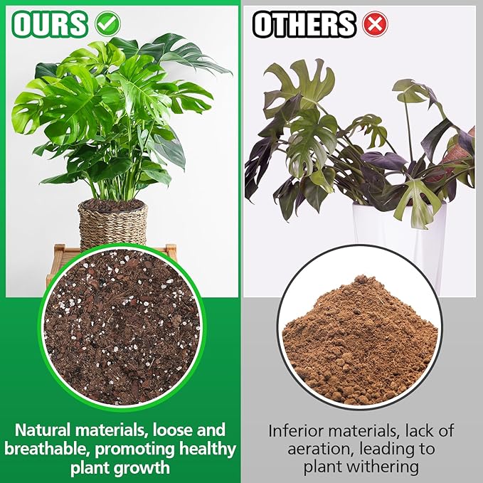2 Quarts Monstera Soil Potting Mix - Natural Organic Tropical Plant Soil for Improving Growth Rate, Sustainable Houseplants Growing Media for Indoor Bonsai Succulents Moisture Retention Drainage