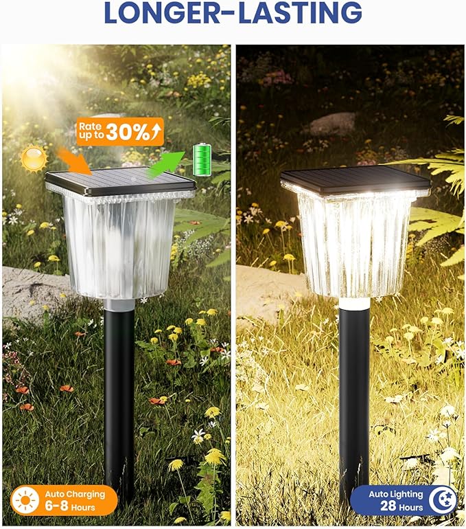 Super Bright Solar Pathway Lights Outdoor Powered,Adjustable Warm&Cool White,Waterproof IP65 Garden Decor Landscape Lighting Outside for Yard/Patio/Walkway/Driveway/Landscape (Obsidian Black, 5 Pack)